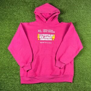 Chic 812 Vintage New Albany Indiana Hoodie Pink Made in USA Men Large XL Graphic
